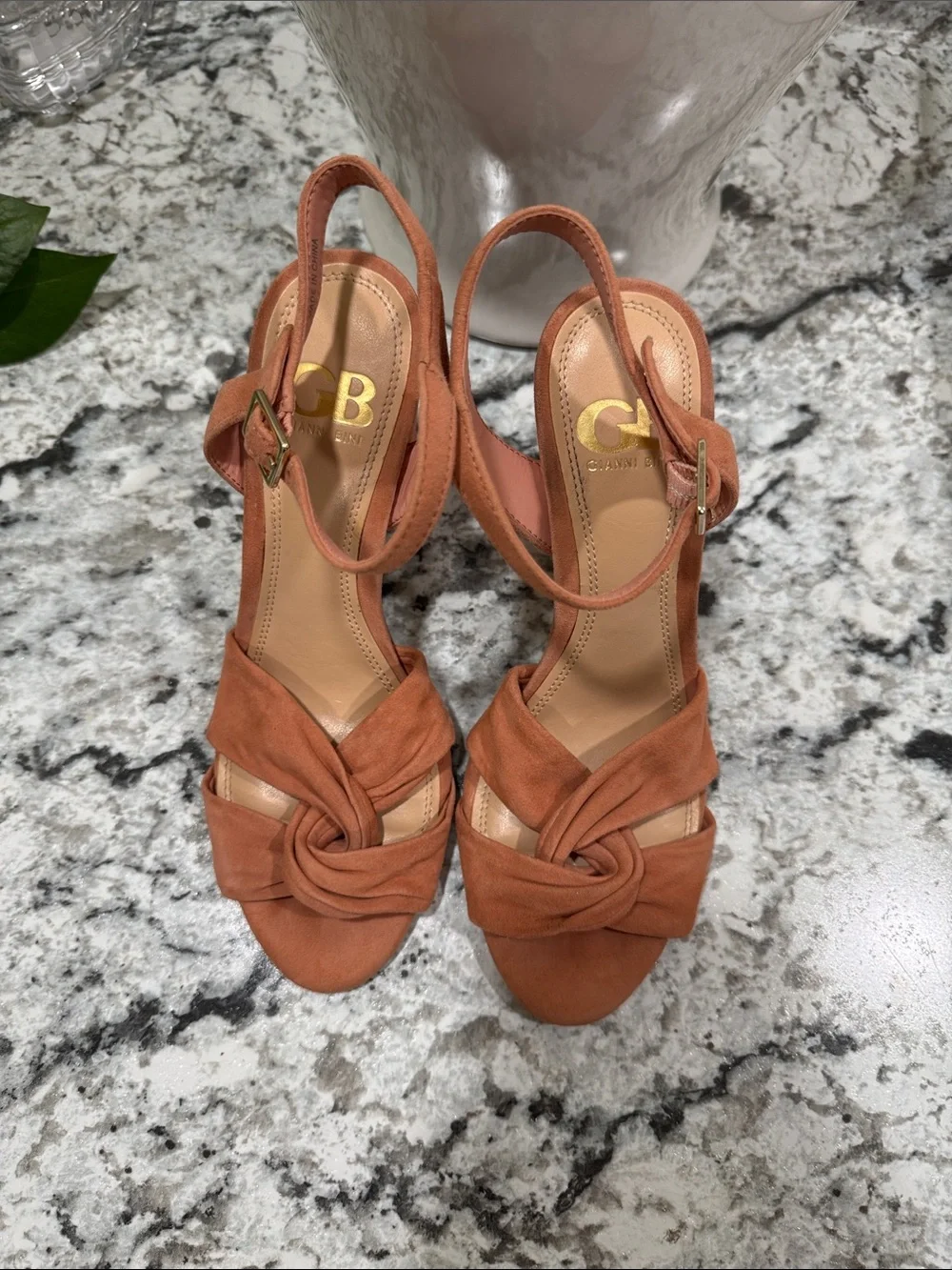 Gianni Bini Knotted Slingback Heels in Rust